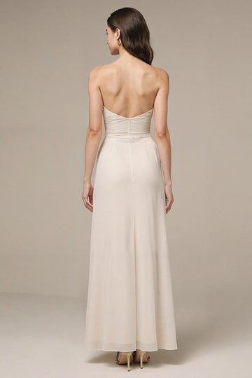 Strapless Ivory Sheath Evening Dress